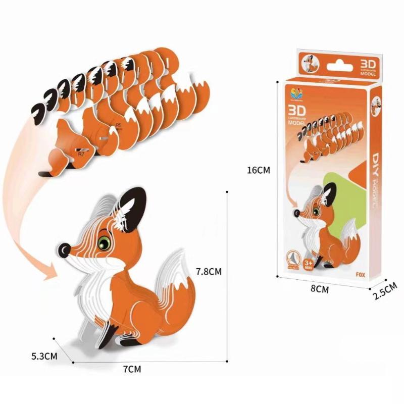 1 Set Kinder Lernspielzeug Montessori Lustiges DIY Manuelle Montage Dreidimensionales Modell Tier 3D Papierpuzzle Spielzeug für Jungen Mädchen