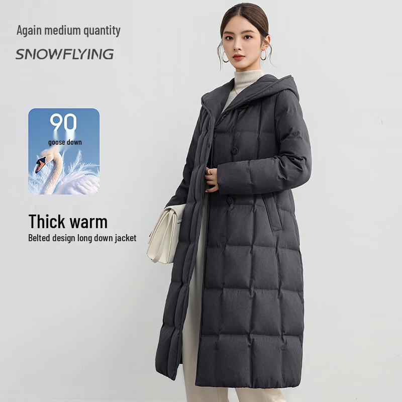 Snowflying Women's Goose Down Mid-Length Winter Puffer Jacket