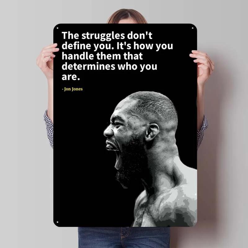 Jon Jones Metallskylt Boxningsposters Spelrumsinredning Man Vintage Plåttskylt Plakett för Väggkonst Dekoration Interiör