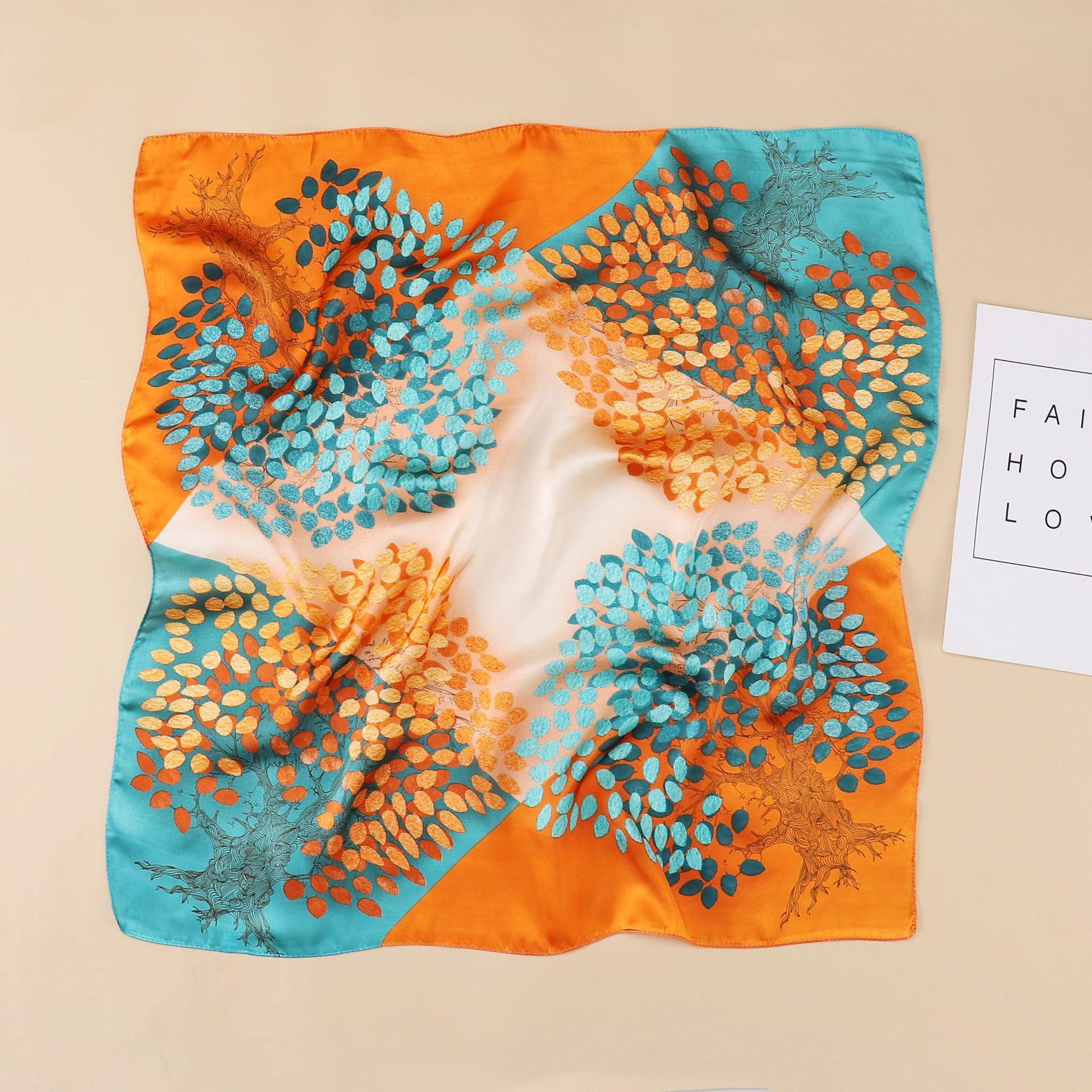 

Маленькая бандана, хиджаб, шарф для женщин, модный носовой платок, шелковые атласные шарфы на шею 70 см 70cm оранжевый