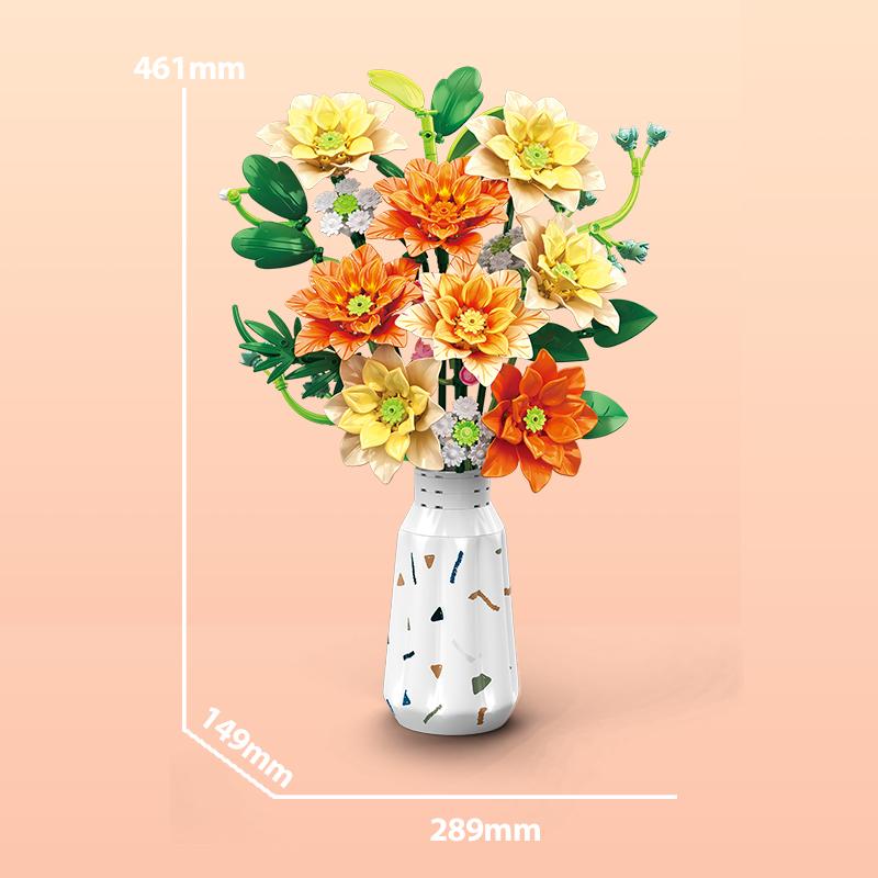 

Non-Toxic Lotus Magnolia Billy Balls &Autumn Chrysanthemumbouquet Building Block Everlasting Flower Decoration Toy Moc Valentine S Day no box