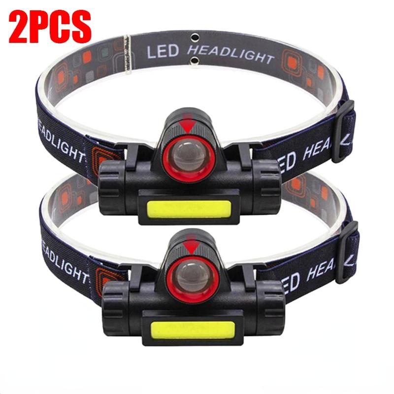 KDULIT LED Outdoor Strong Light Headlight USB Charging Telescopic Zoom Waterproof COB Headworn Work Light Fishing Light