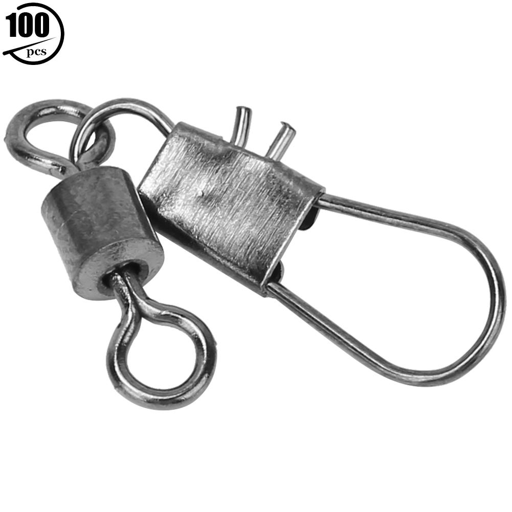 100Pcs Interlock Snap Ball Bearing Swivel Rolling Ring Fishing Connector Boat Hook