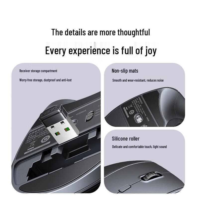 Ugreen Dual Mode Vertical Ergonomic Wireless Mouse M571P