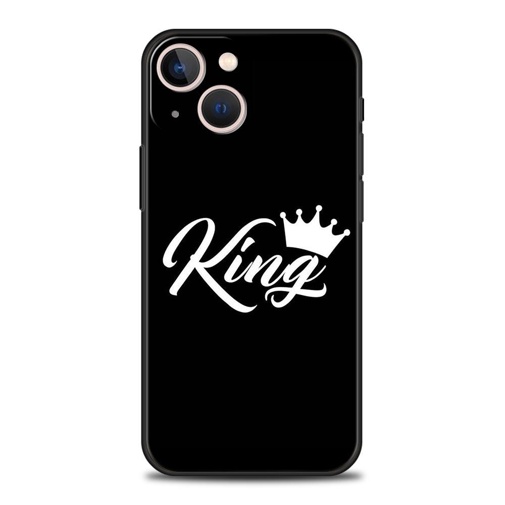 Phone Case For Apple iPhone 11 15 14 Pro MAX 12 13 7 8 Plus X XR XS MAX SE Cover Funda Couple Style Cartoon Crown King Queen