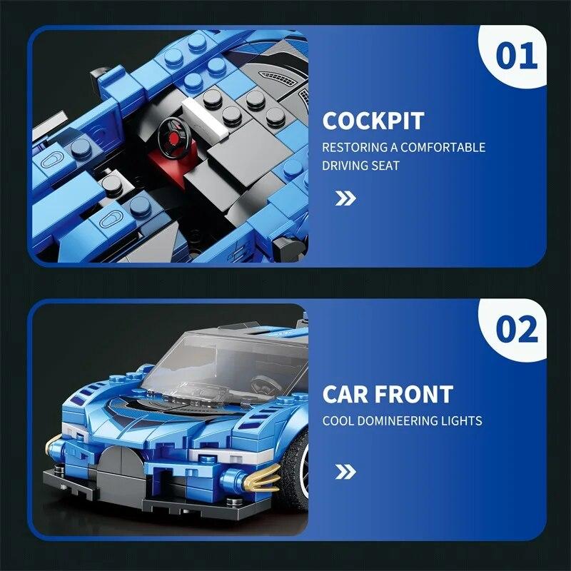 356PCS Supercar Building Blocks Classic Champion Racing Vehicle MOC Models Assemble Bricks Holiday Christmas Gifts For Children