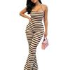12135 European And American New Products Tight Elastic Striped Yarn-Dyed Personalized Slim-Fit Backless Tube Top Jumpsuit Women'S Clothing