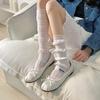 Womens Lace Socks Mesh Lace Skinny Socks Knee High Sheer Socks Campus Style Girl Campus Style Socks for Skirt