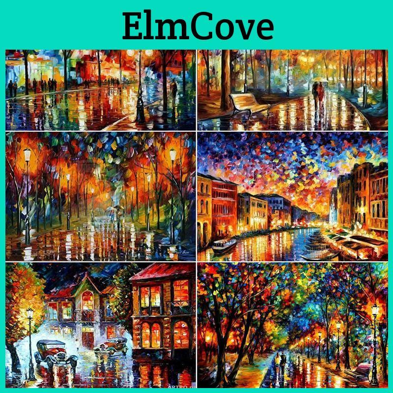 Full Round 5d Diy Diamond Painting Abstract Street Landscape Home Decoration Embroidery Handcraft Art Kits