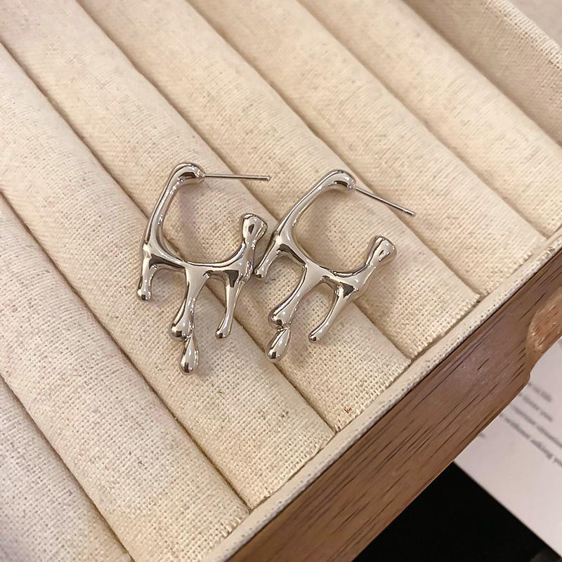 Diamond-set pearl double-sided earrings Korean ins temperament cold wind earrings fashion design earrings women