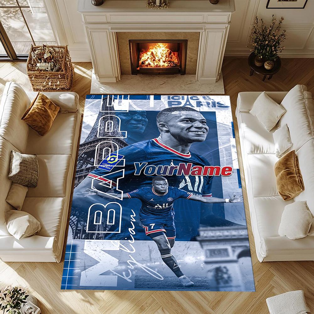 Mbappe 293 Customizable Name Floor Mat Design for Dormitory Living Rooms Foyer Hallway Antislip Carpet Office Home Decor Wedding Party Gift