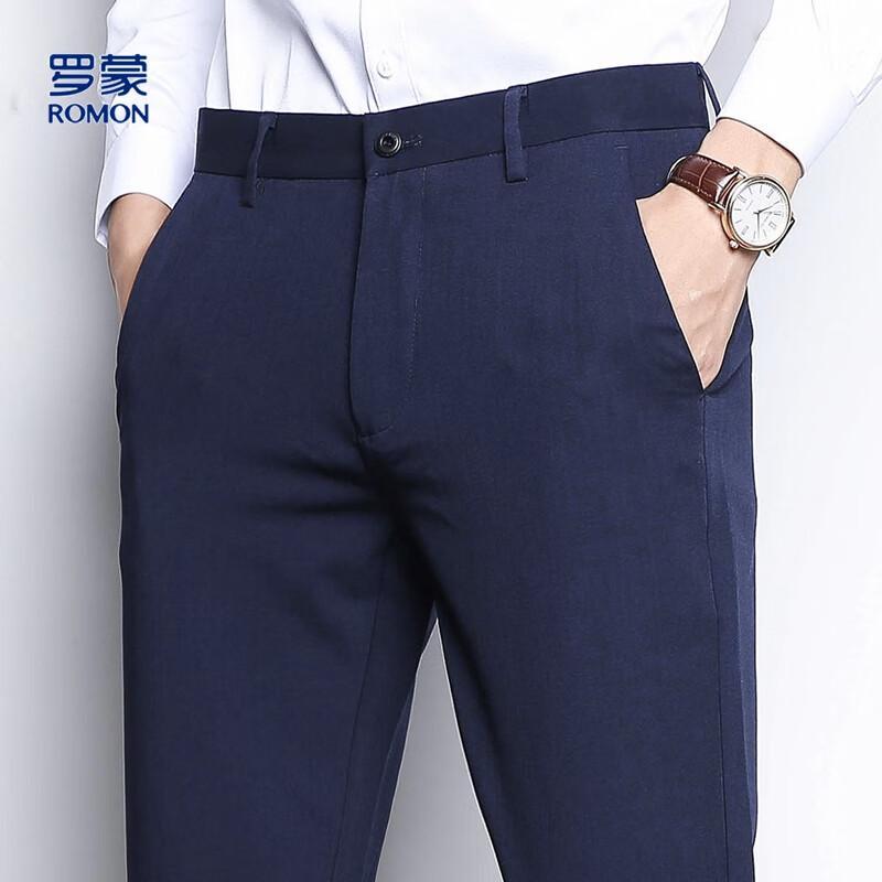 Luomeng Men's Four-Way Stretch Straight-Leg Casual Trousers