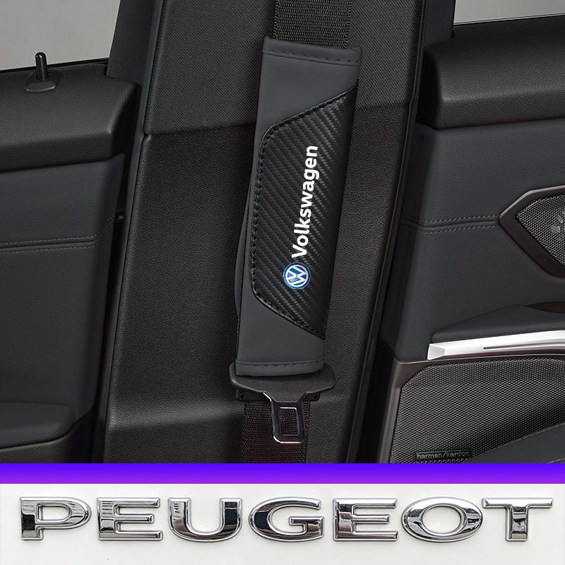 2pcs Car Seat Belt Cover Leather Shoulder Pad Accessories Valve Cap For VW Golf Amarok T5 Phaeton Teramont ID3 Tiguan T-Cross P 12RYH