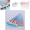 Unicorn Makeup Brush Set With Transparent Glitter Spiral Design For Makeup Enthusiasts