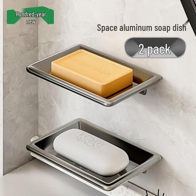 No-Punch Wall-Mounted Double-Layer Soap Holder