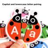 Wooden Ladybug Alphabet Matching Puzzle Double Sided Cards Words Letters Learning Toy Interactive Tabletop Game