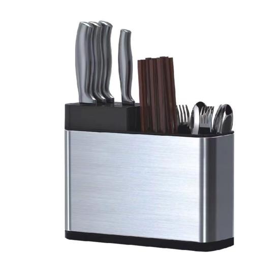 Stainless Steel Cutlery Organizer Multi Compartment Storage Box Dishwasher Safe Silver Kitchen Utensil Holder with Drainage Holes Non-Slip Countertop
