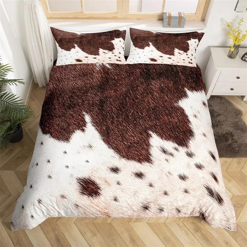 Comforter Sunflower Highland Cow Western Farm Animal Bedding Set Cowhide Comforter Microfiber Twin King Queen Bedclothes