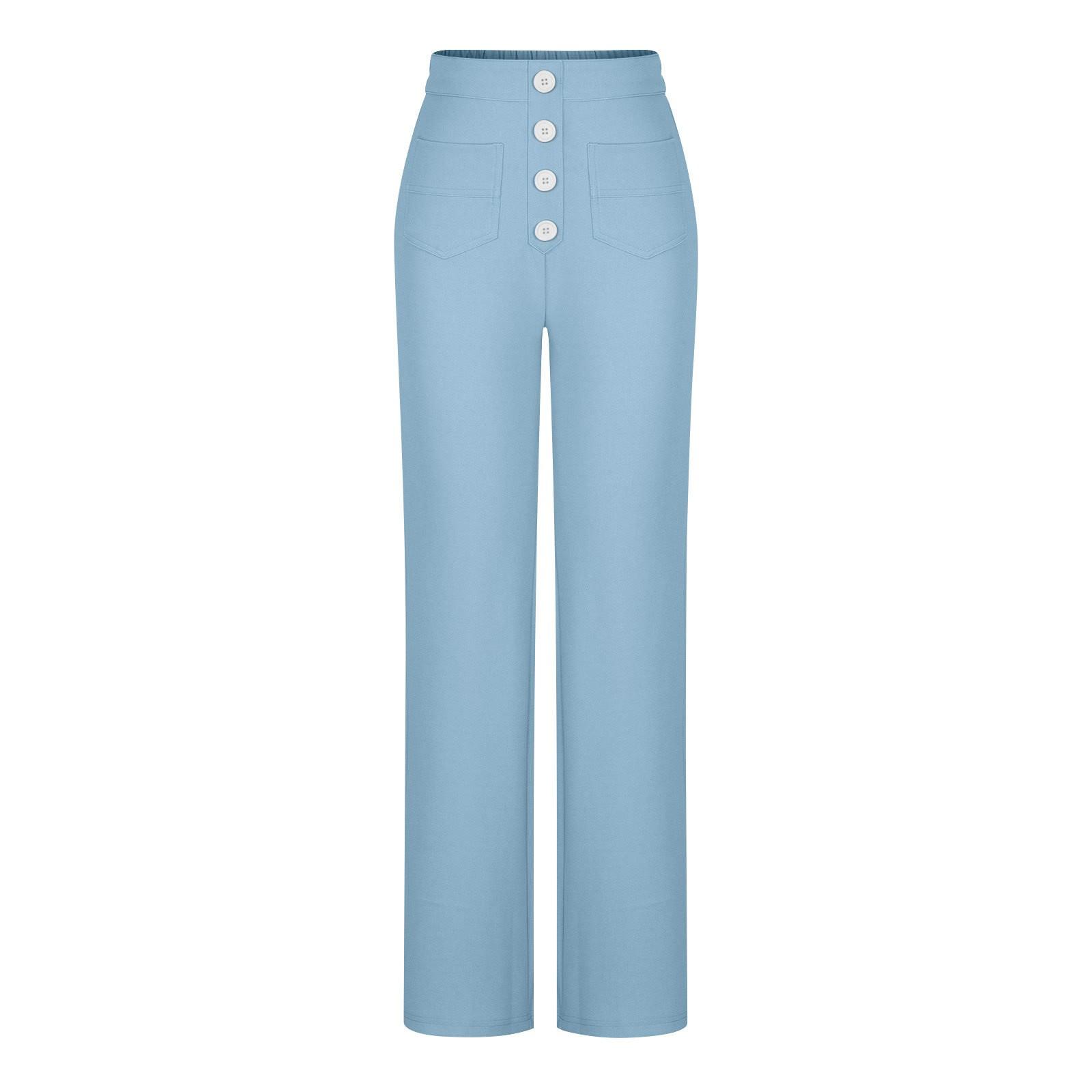 

Брюки для девочек с высокой талией - повседневные брюки с широкими штанинами и пуговицами 150