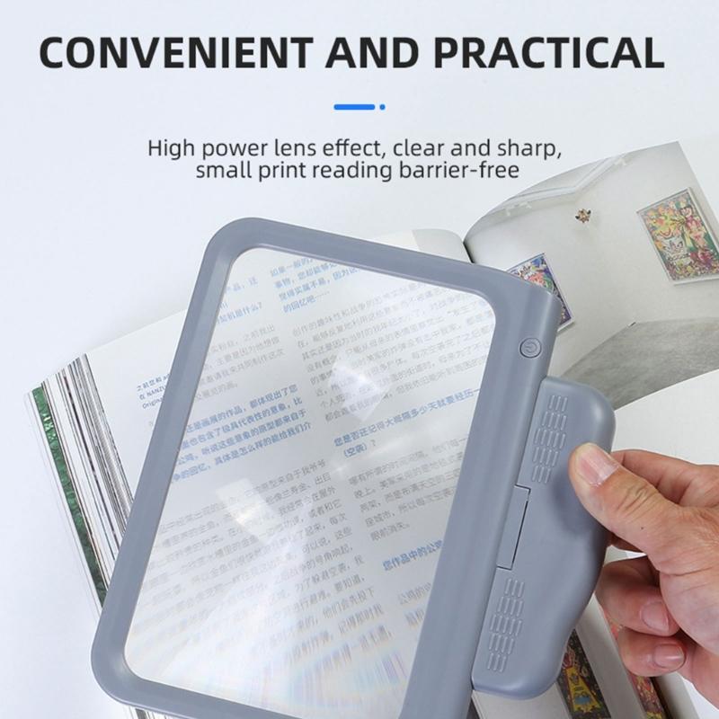 Magnifying Glass Lens Handheld Eye Loupe Magnifier with LED Light for Newspaper Reading Jewelry Stamp Inspection