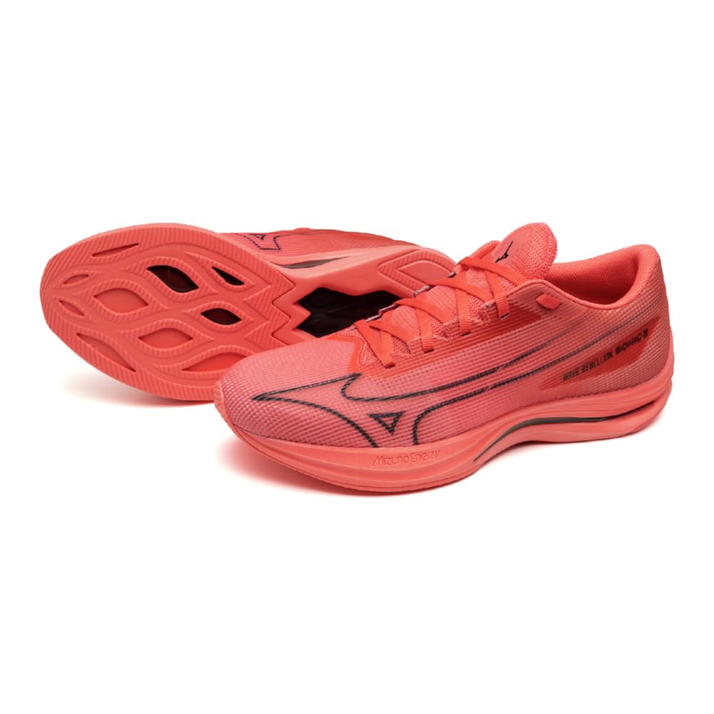 

Mizuno Кроссовки для бега Wave Rebellion Sonic 2 для толстой стопы 2E, для бега трусцой, марафона, тренировок, спорта, легкие, упругие, подошва, мужские, красно-черные, 22,5 см,