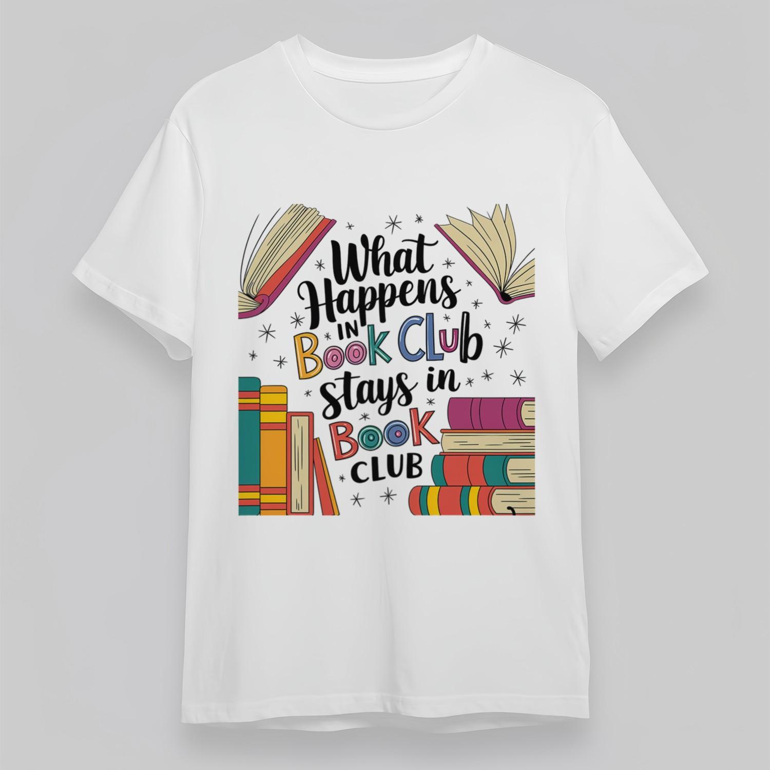 Women s Oversize ClassicT-Shirt Mens Womens Tees Top What Happens in Book Club Stays in Book Club Tee M