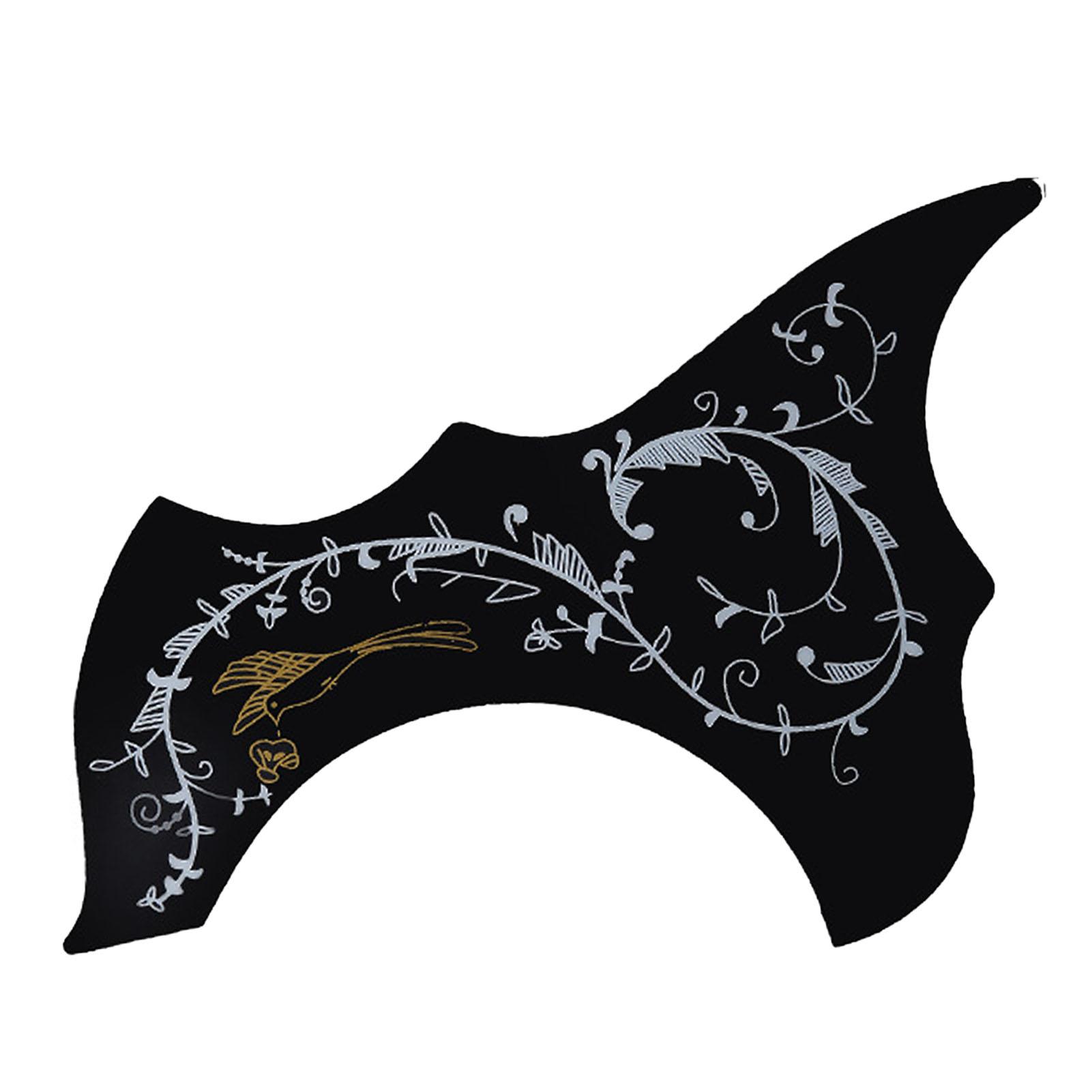 

Черный 41-дюймовый гитарный пикгард, устойчивый к царапинам, декоративный, с принтом цветов и птиц, защита для гитарного медиатора