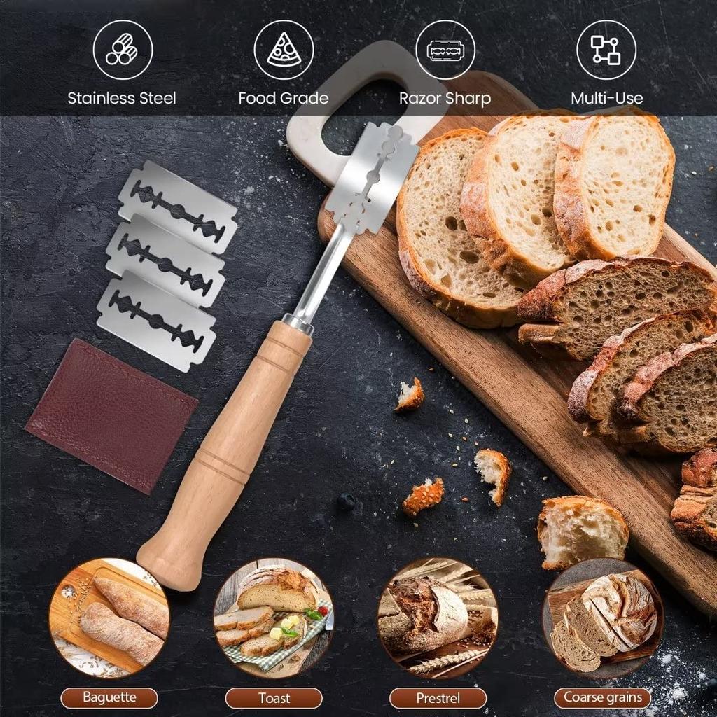Bread Lame Tool Stainless Steel Sourdough Slashing Tool Dough Scoring Knife with 5 Razor Blades Bread Cutting Supplies