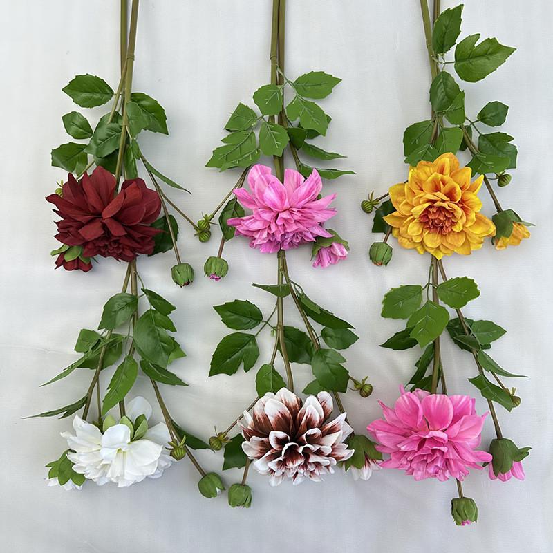 Artificial Flower Wedding 3head 3d Dahlia Silk Fabric Event Photography Decor