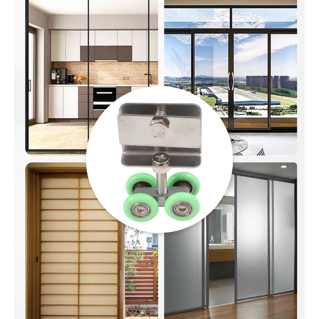 Sliding Door Roller Pulley with Four Stainless Steel Wheels for Shower Room Nylon Rollers for Easy Sliding Without Sticking