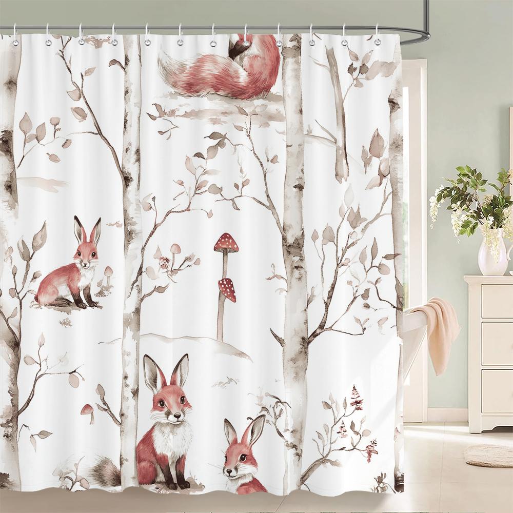 Cute Cartoon Animals Shower Curtain Printing Polyester Fabric Cartoon Bathroom Curtain Home Decoration Curtain with Hooks