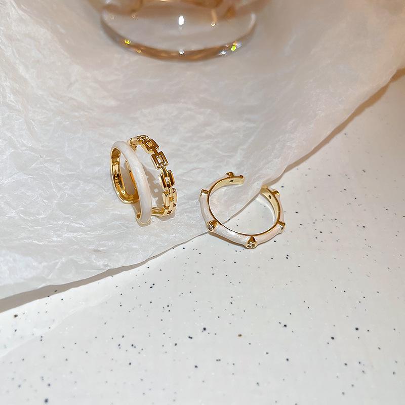 Inel Geometric cu Zircon Placat cu Aur - Modă High-End în Stil Coreean pentru Degetul Arătător