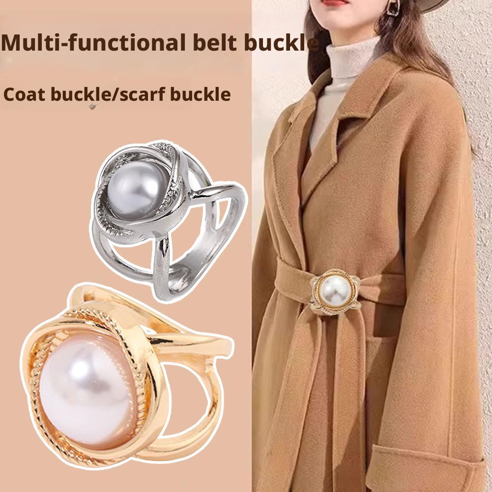 Stylish Oversized Belt Buckle for Coats - Multi-use for Scarves Silk Scarves Wool Trench, Secure Hold Easy Use Universal Fit
