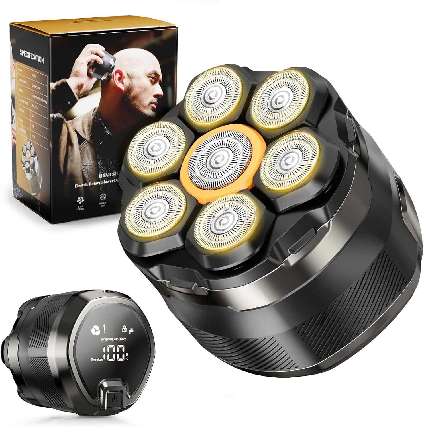 

Electric Bald Razor -Wet Dry Shaving - Professional Grooming Kit for Balder with Type-C Charge - United States
