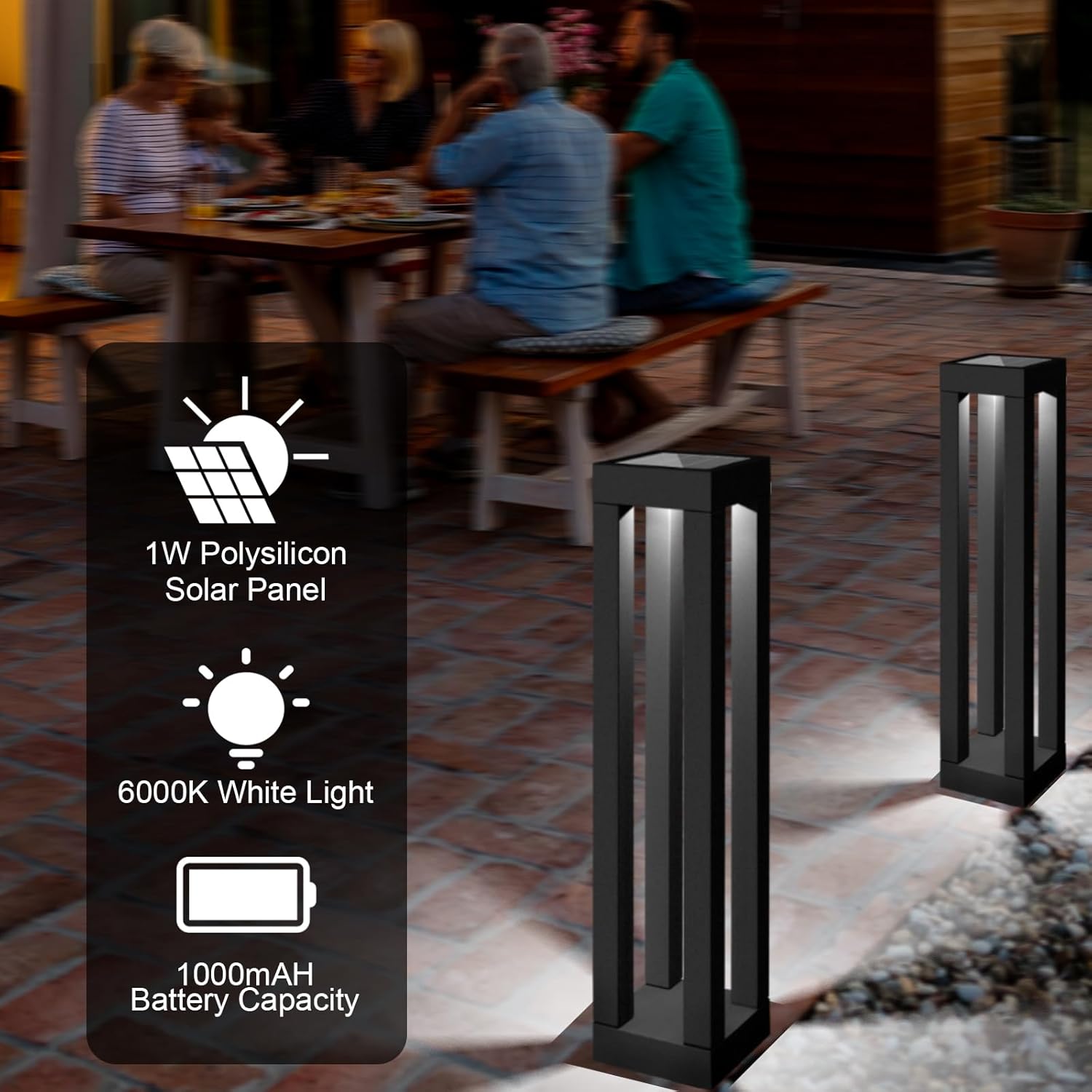 

Outdoor Solar Floor Lamps, 2-Piece Garden Patio Lanterns for Pathway Driveway 19H 2Pack