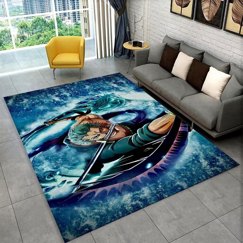 Classic Anime One P-Piece Cartoon Zoro Non-Slip Area Rug for Living Room,Bedroom,Playroom,Soft Carpet Floor Mat Home Decor Rug