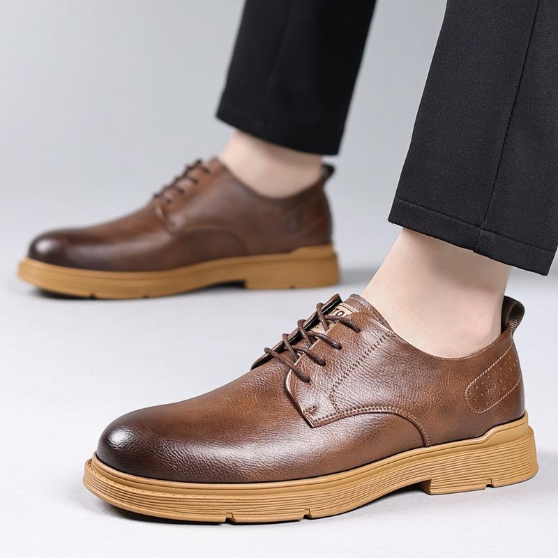 Fashion British Style Korean Version Low Top Work Shoes for Men Fashion Casual New Designer Spring Autumn Leather Dress Shoes Man