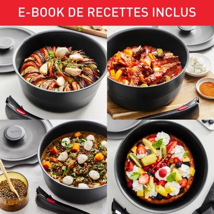 TEFAL INGENIO Lot 6 Pièces, Induction, Fonte Aluminium, Antiadhésif, Poêle, Cocotte, Couvercle Fonte + Verre, Inspiration L867S604