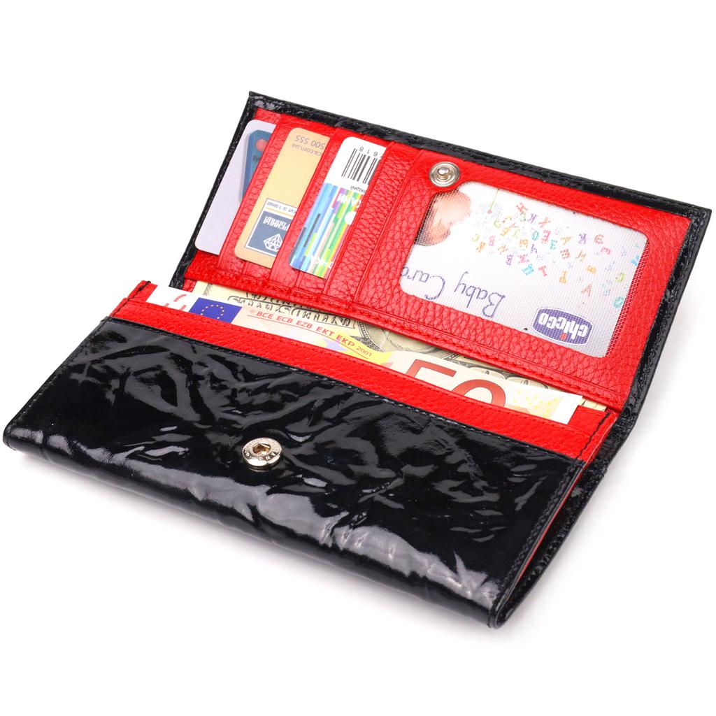 Textured Horizontal Women's Wallet Made of Genuine Leather CANPELLINI Wallet 21649 Black