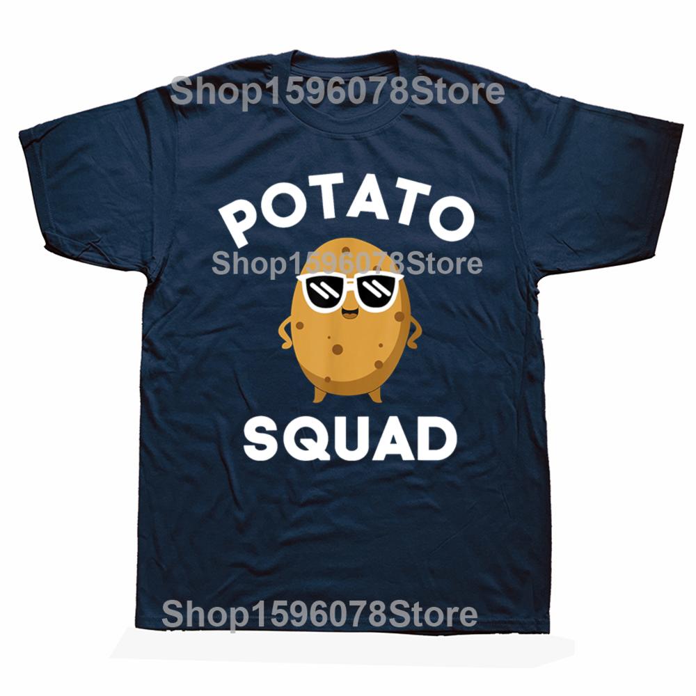 POTATO SQUAD Funny Smiling Vegetarian Potato Lovers T Shirts Cotton Streetwear Gifts Mens Fashion Casual Loose Oversized T Shirt