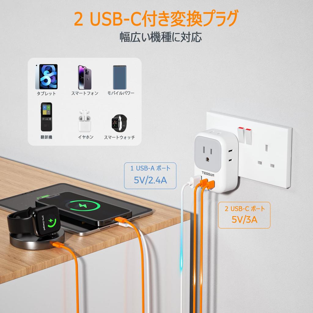 Overseas bf type conversion plug with TESSAN 2 2 4 AC outlets converter power conversion adapter Compatible with outlet conversion in Hong Convenient