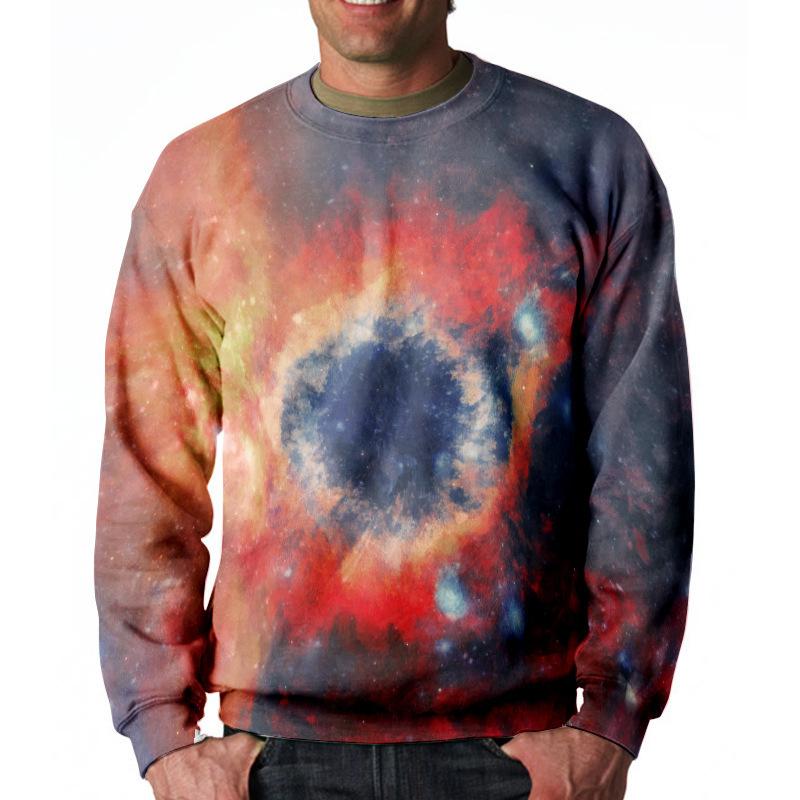 Pánská mikina s kapucí Vzor Hvězdné oblohy 3D potisk Top s dlouhým rukávem Oversized Pulovr s kulatým výstřihem Hip Hop Street Pánské oblečení