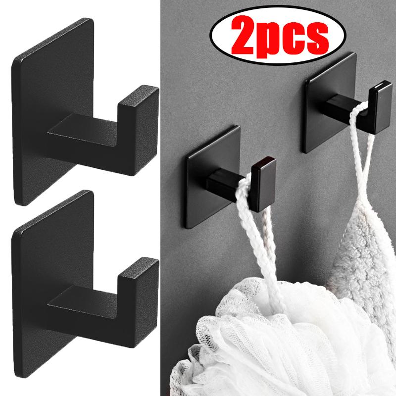 Heavy Duty Stainless Steel Adhesive Hooks, Waterproof Towel Hangers for Bathroom Kitchen Walls - Strong Stick, No Drilling Neede