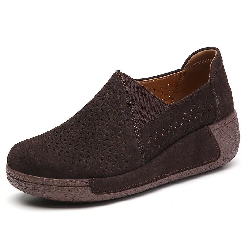 Spring Cow Suede Leather Ladies Loafers Women's Shoes Platform Flats Sneakers Female Moccasins Shoe Women Creepers Slip On Shoes