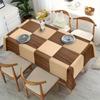 Maison de ferme Duplex - Motif mosaïque grain de bois marron et beige - Rectangulaire - Nappe en polyester