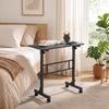 Overbed Table Adjustable Height Sofa Side Table with Wheels 80 x 40 cm Black
