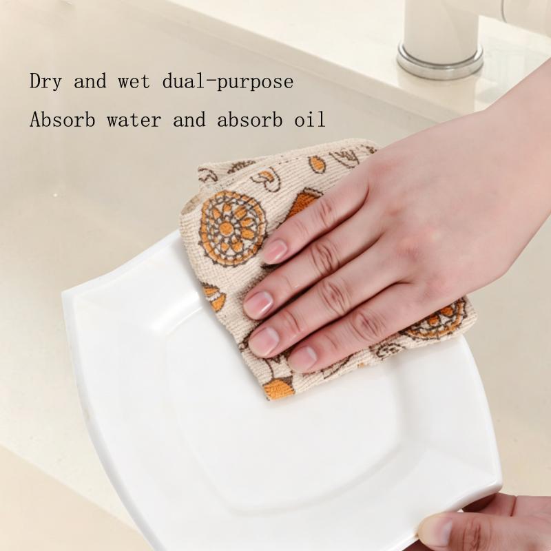 20pcs/roll Multifunctional Printed Tearable Cleaning Cloths, Microfiber Disposable Kitchen Dish Towels for Home Cleaning