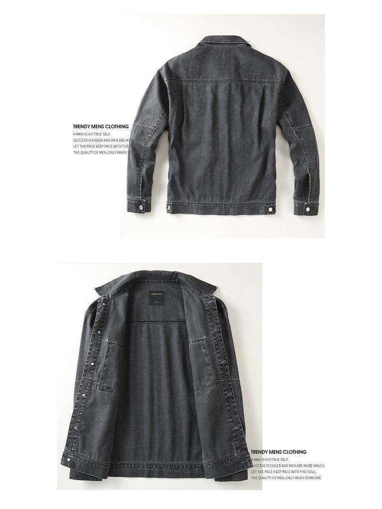 Men's Trendy American Retro Denim Jacket - Heavyweight Cotton Lapel Workwear