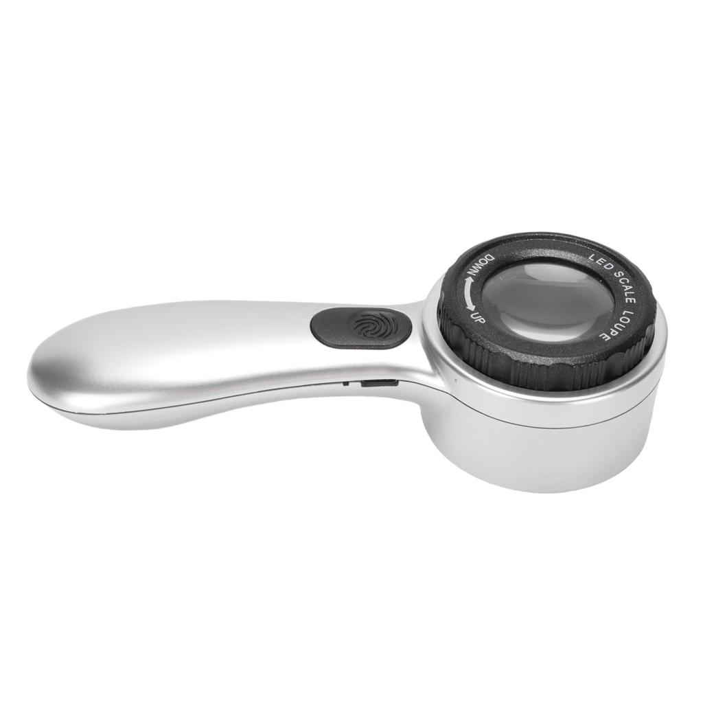 30X Handheld Magnifier LED Lighted Rechargeable Magnifying Glass for Jewelry Calligraphy Inspection 4 Lighting Modes