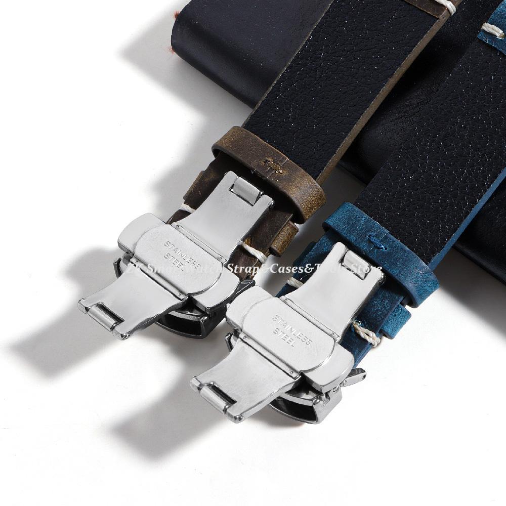 Vintage Cowhide Leather Strap Oil Wax Watch Bands Men Replacement Bracelet 18mm 20mm 22mm 24mm Wristband Belt Watch Accessories